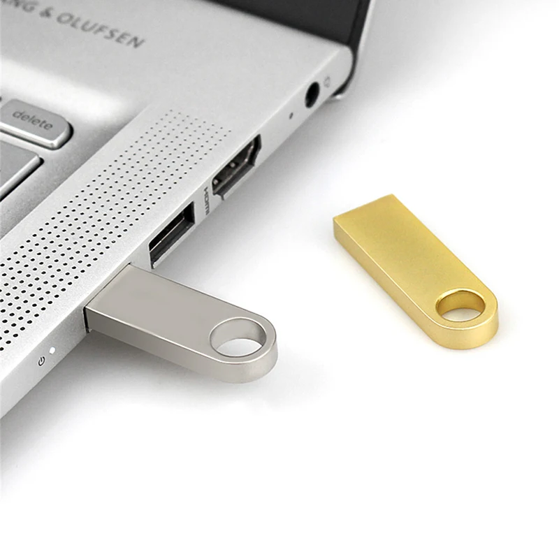 Серебристый/золотистый металлический водонепроницаемый USB флеш накопитель