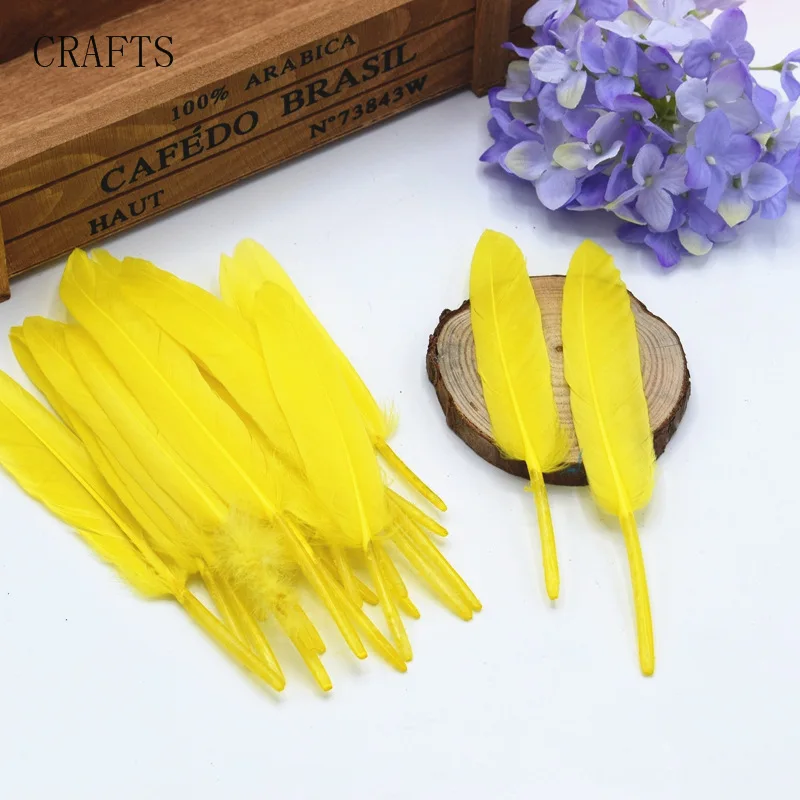 yellow Новые 20 красивых утиных перьев 10-16 см/4-6 дюймов DIY ювелирные украшения декоративные аксессуары - Цвет: yellow