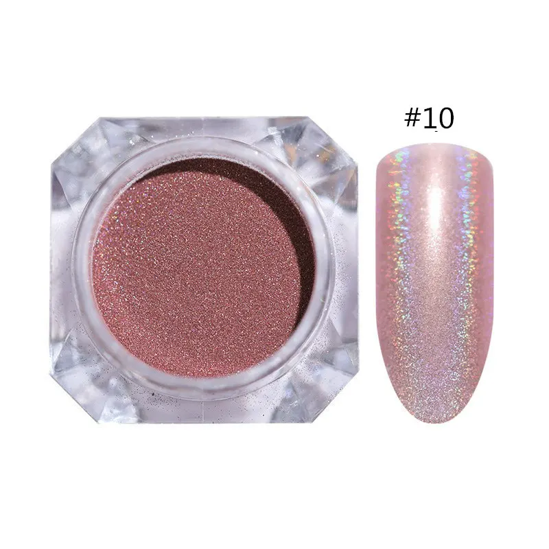 10 0.5g/box Chameleon Nail Powder Nail Art Decorations Shining Glitters Dust Nail Pigment Glitter Powder Black Base Needed - Цвет: 10