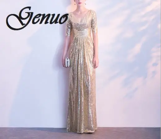 

High Quality Sexy V-neck Mermaid Sequin Dress Elegant Women Dress Summer 2019 Bridesmaids Long Party Dress Female 2XL