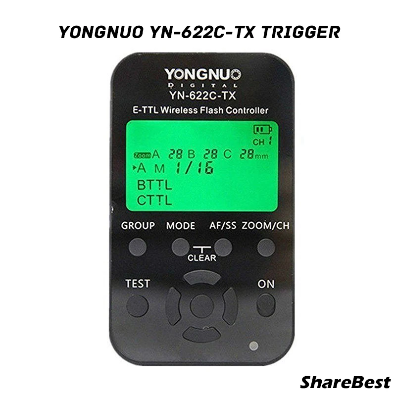 Yongnuo YN-622C-TX YN622C-TX YN 622C TX E-TTL ЖК беспроводной контроллер вспышки беспроводной триггер приемопередатчик для Canon DSLR