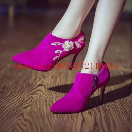 Европейская Мода Черный Ботильоны Clsssic Женщин Шпильках 9 СМ Острым Носом Ботинки