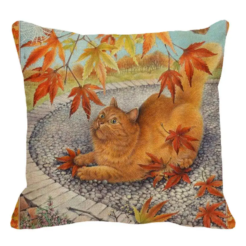 XUNYU Lazy Cats Pillowcase Lovely Kitten Cushion Cover Home Decorative Sofa Linen Square Printing Throw 45x45cm D0070 | Дом и сад