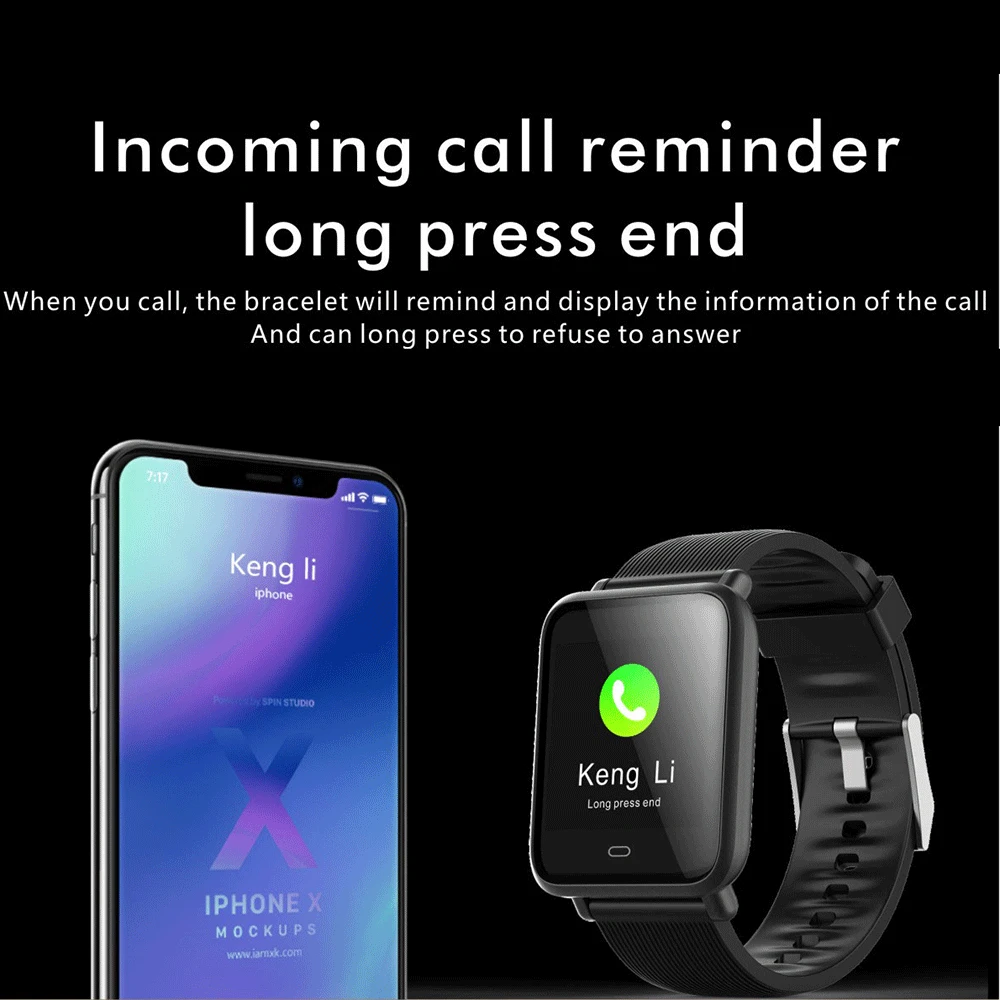 SmartWatch Men Heart Rate Monitor Waterproof Smart Bracelet Phone calls SMS reminder for Android IOS Smartphone Mens Women | Электроника
