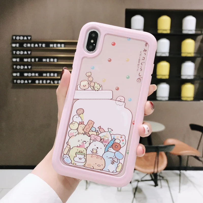 Для iphone 11 pro Max 6s 7 8 plus X Xs Max XR чехлы для телефонов с милым японским мультипликационным принтом рельефная акриловая задняя крышка защита от падения рукав