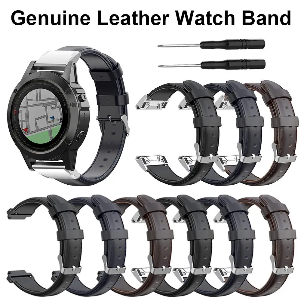 

For Genuine Leather Watch Strap Wrist Band For Garmin Forerunner230 235 620 630 735/Fenix5 Forerunner945 935/Fenix3 Fenix5X