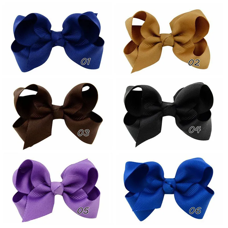 20 шт./партия, 3 дюйма, Летний стиль, Твердые ленты, банты с заколки для волос для девочек, бутик, детские украшения для волос оптом