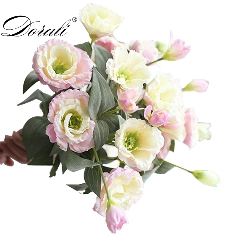 Шелковые европейские Искусственные цветы 3 головы поддельные Eustoma Gradiflorus Lisianthus Рождество Свадьба Праздник декор дома 5 цветов