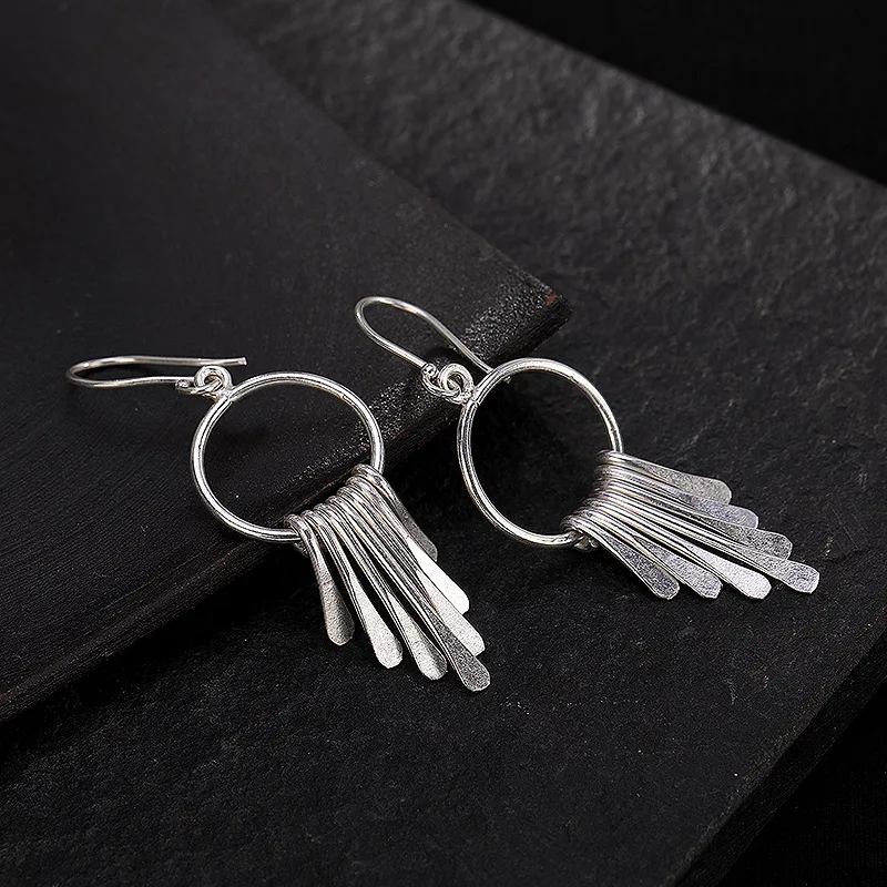 2019 New Fashion 925 Sterling Silver Tassels Earrings Ethnic Elegant Fine Jewelry For Engagement Christmas Gift | Украшения и