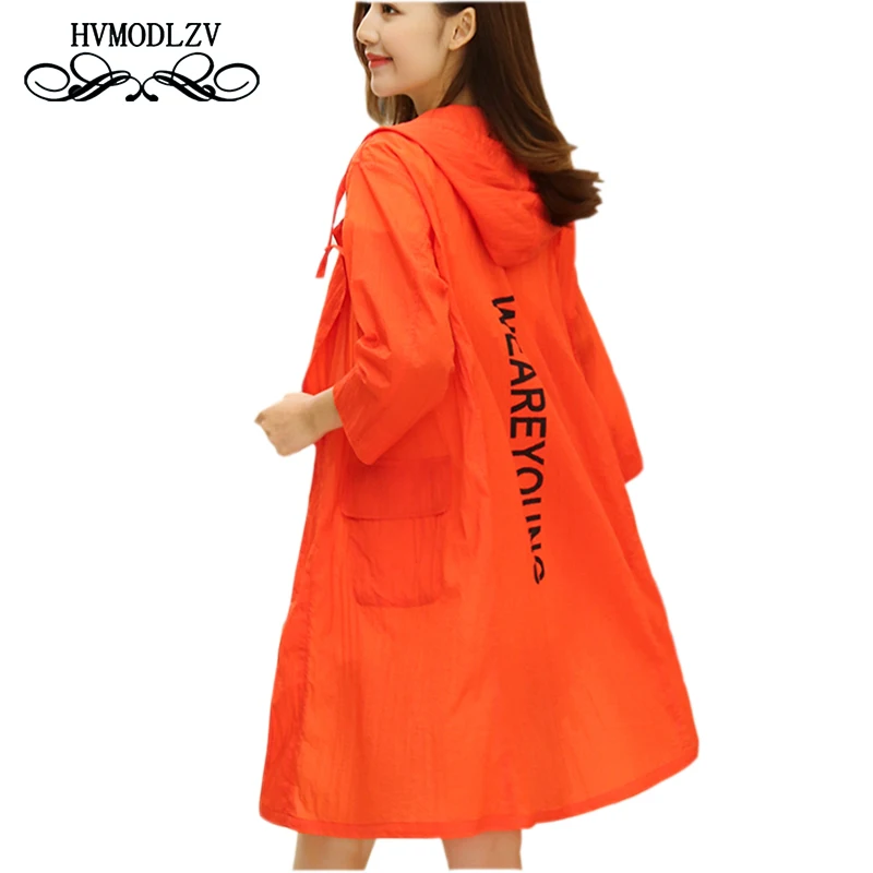 Летняя Солнцезащитная Женская куртка 2017 длинная с капюшоном большого размера