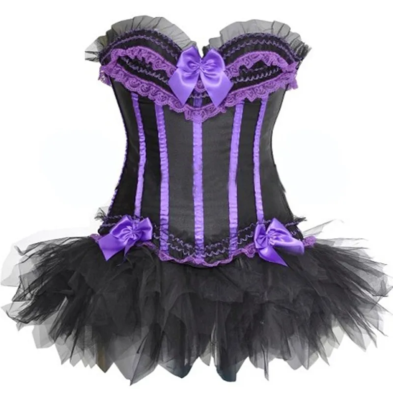 

New Dress Costume Burlesque Blue Brocade Corset &Tutu Skirt Outfit Part Halloween Christmas Costume