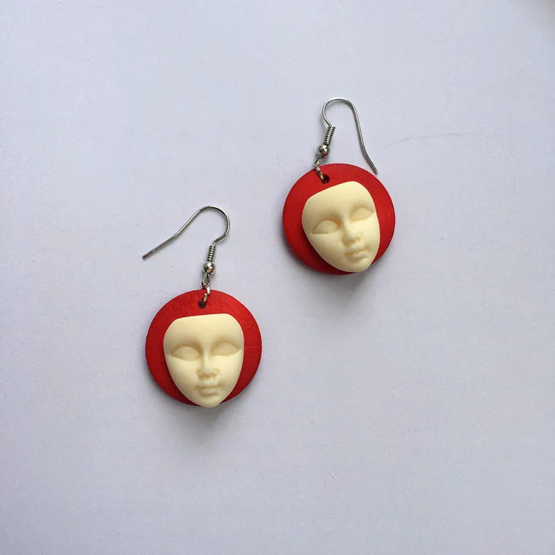 Minimalist Retro Geometric Wooden Earrings For Women Fashion Abstract Face 3 Color Vacation Ornaments | Украшения и аксессуары