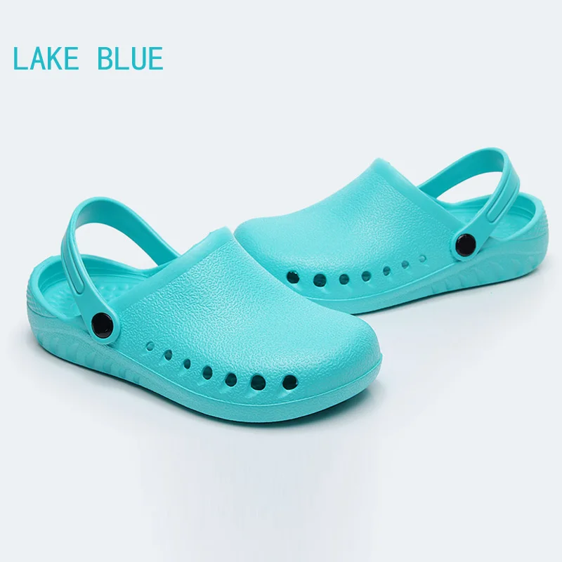 lake blue Унисекс обувь для хирургии с ремешком сзади садовые Сабо Легковесная поливинилацетатная обувь для медсестры дышащая обувь без застежки - Цвет: lake blue