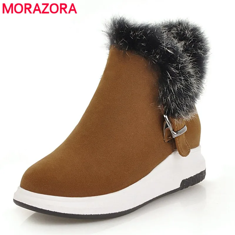 

Женские ботильоны из флока MORAZORA, черные ботильоны на платформе, с круглым носком, новинка зимнего сезона 2021