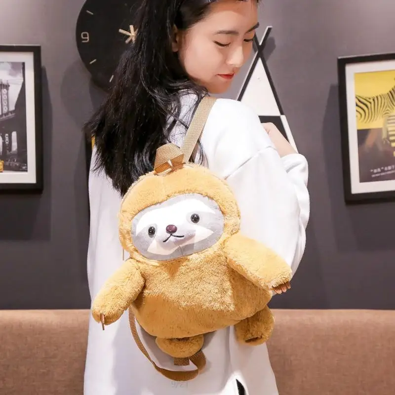 

32cm kawaii plush Baby Sloth backpack Sloth plush schoolbag cute plush Sloth kids toy boys school bag gift for kids children