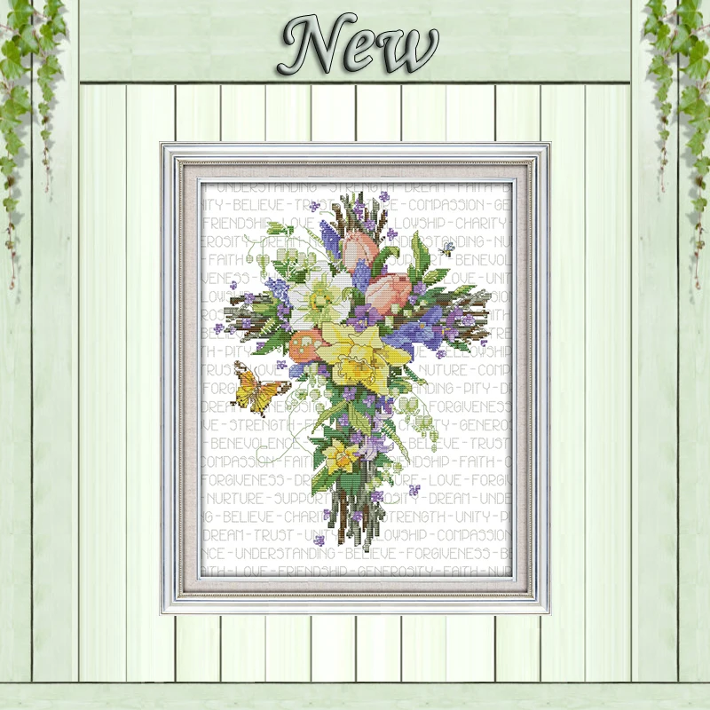 

Набор для вышивки крестиком DMC 11CT 14CT, Набор для творчества «сделай сам» с цветами, рассчитано на холст