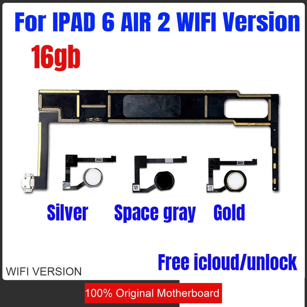 Wifi-4G версия для Ipad 6/Air 2 материнская плата 16 ГБ, разблокирован с/без touch ID с полными ЧИПАМИ Wifi A1566