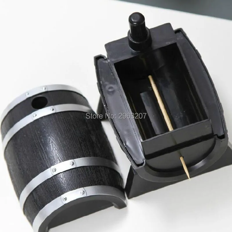 

30pcs Creative Wine Barrel Style Plastic Automatic Toothpick Box Toothpick Container Toothpick Dispenser ZA6950