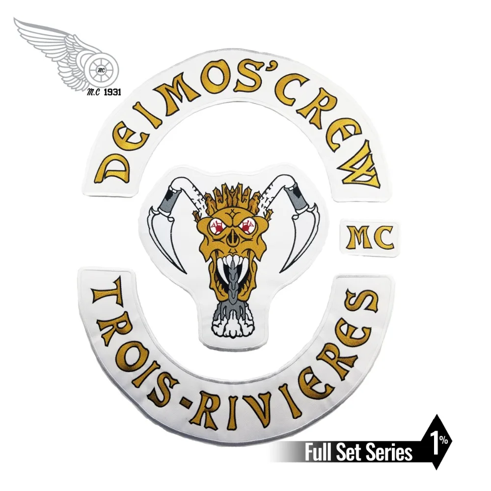 Вышивка MC DELMON'SCREEW Three RIVIEWES большая задняя нашивка для полноразмерной куртки