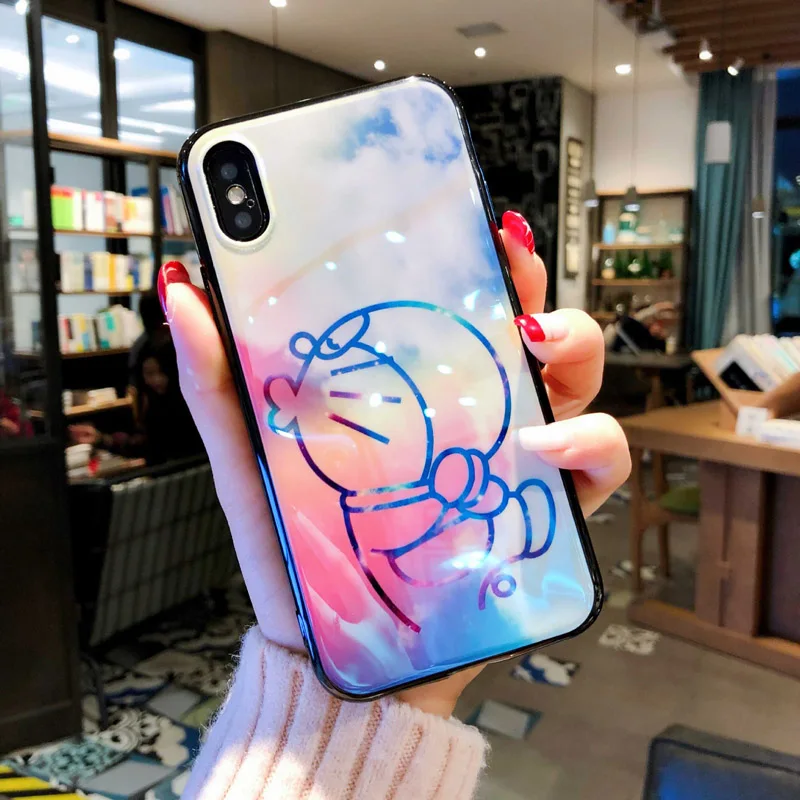 Мультяшные Doraemon чехол для iPhone 6 6 S 6 plus 7 8 8 plus X глянцевые Чехлы Blue Ray для iphone 8 plus 7 plus Мягкий чехол из ТПУ милый - Цвет: 01
