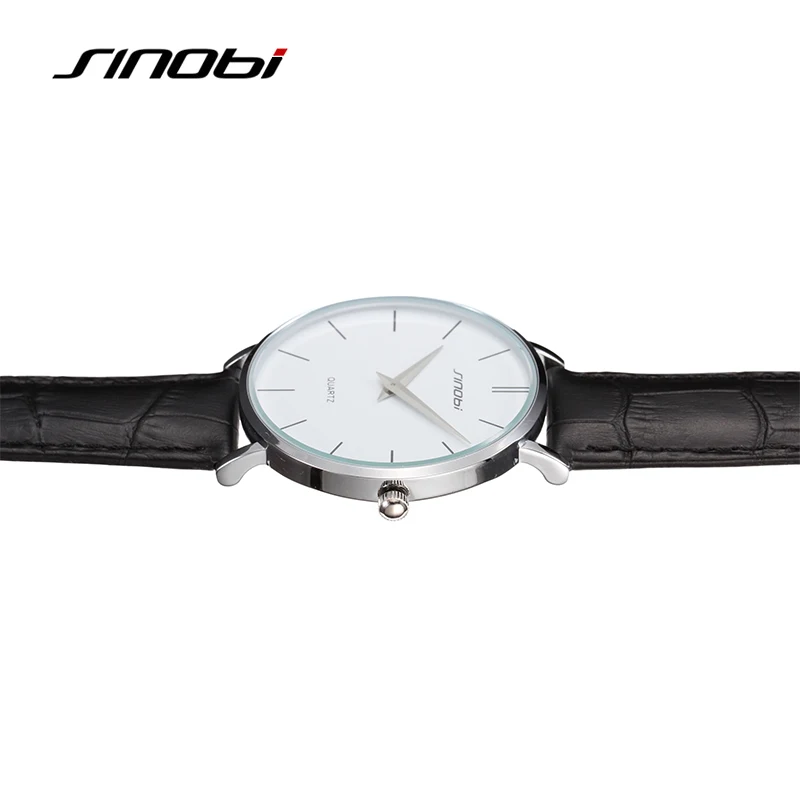SINOBI Марка Супер тонкий кварцевые часы мода мужская повседневная Из Натуральной