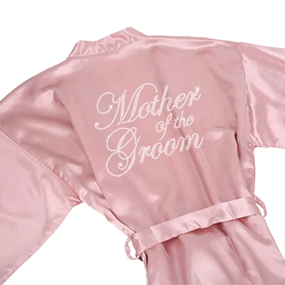 mother groom Sisbigdey пыльно-Розовый Атласный халат невесты со стразами, пишущая подружка невесты, сестра халат атласный свадебный душ кимоно халаты - Цвет: mother groom