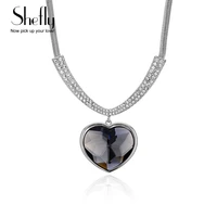 austrian crystal rhinestones choker necklace 3 colors heart love chain necklaces pendants for women 2018 gift for her jewelry