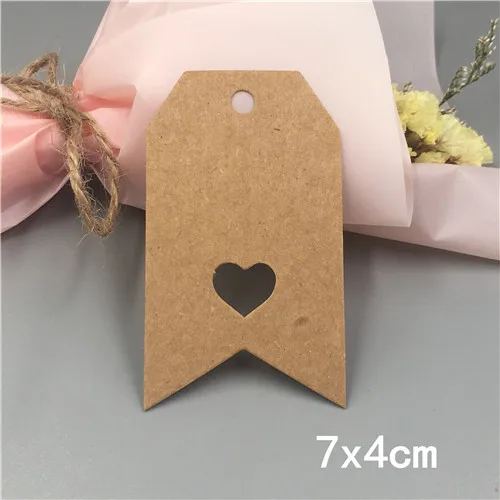7x4cm Brown 100 шт. крафт Бумага ручной работы одежды бирки, свадьба, стаканчики для вечеринки, подарков Упаковочная этикетка бирок для подарков, код Примечание ценники - Цвет: 7x4cm Brown