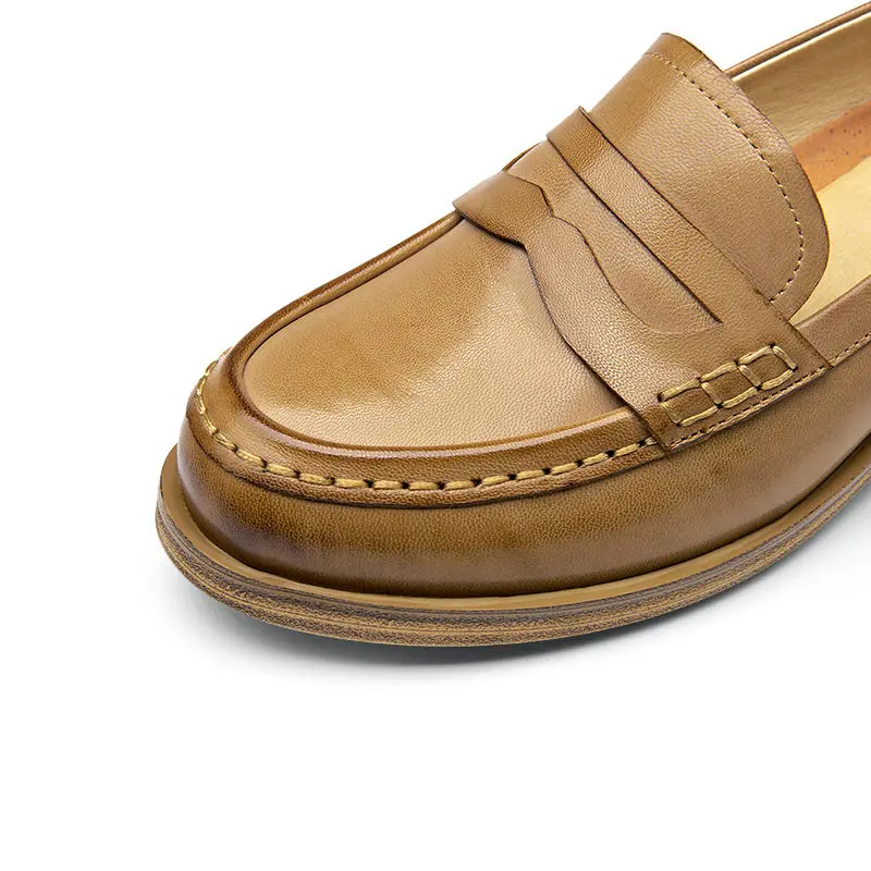 BeauToday Loafers Crystal Genuine Leather Women Shoes Round Toe Slip-On Casual Sheepskin Flats Handmade 27038 | Обувь