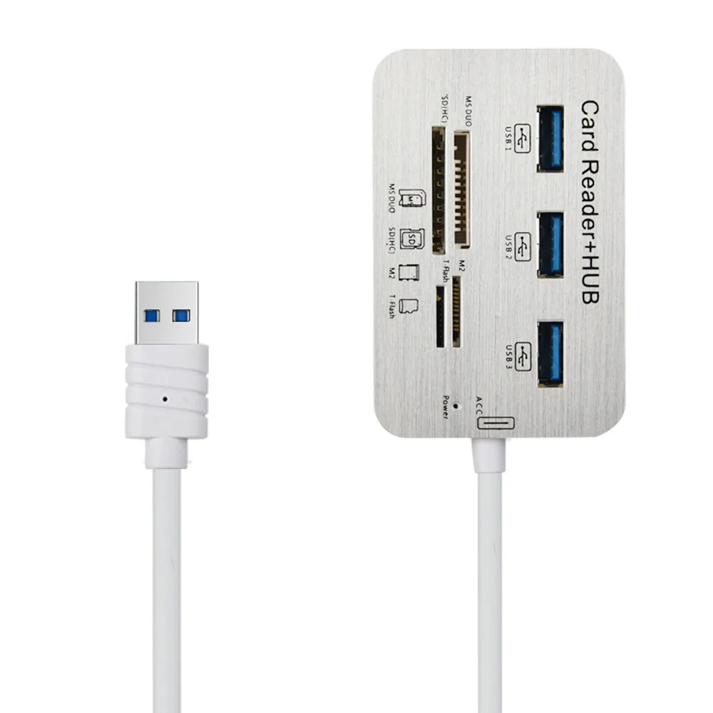 3 порта Алюминиевый USB 1 концентратор с MS SD M2 TF мульти в кардридер Портативный