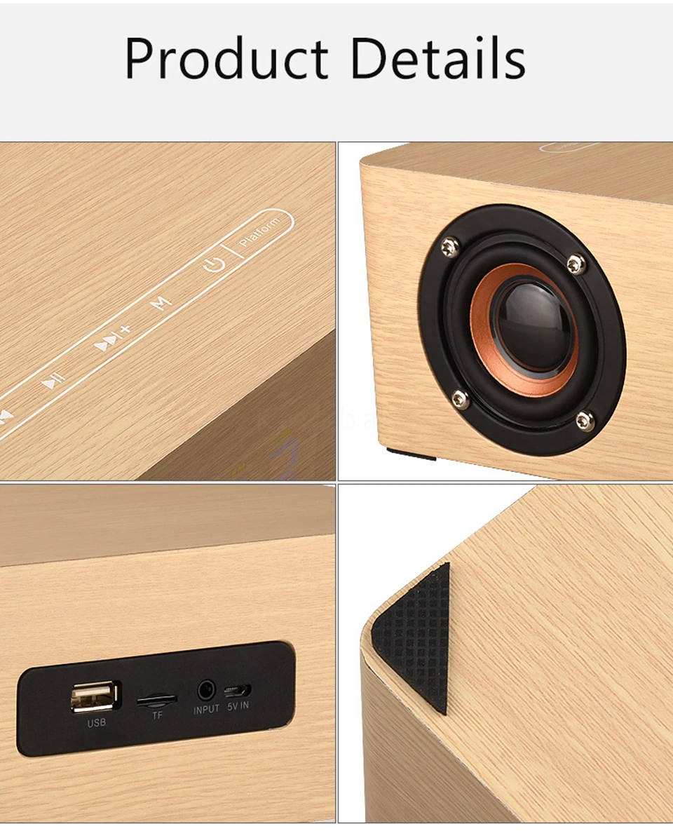 Топ Hifi деревянные bluetooth колонки портативный четыре рога сабвуфер музыка bluetooth аудио приемник handfree вызов беспроводные колонки