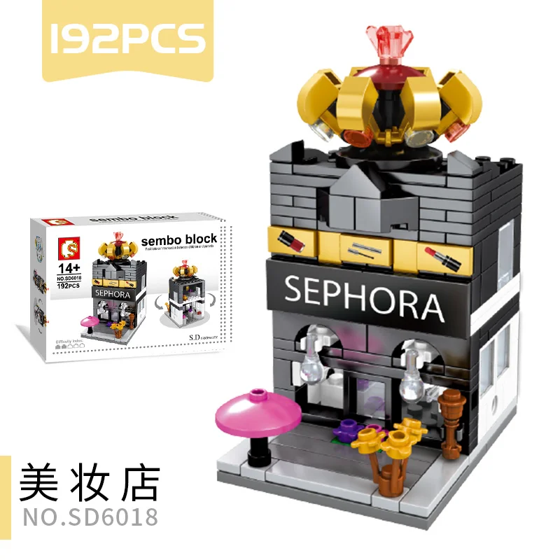 SD6018 Without Box SEMBO City Walking Street View beauty Аптека Магазин здания блоки Развивающие игрушки для детей подарок - Цвет: SD6018 Without Box