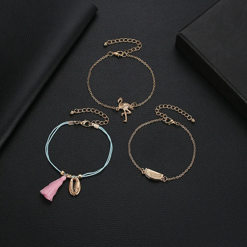 RONQQING 12set/lot shell watermelon Flamingo Bracelets Fashion For Women Jewelry Gift
