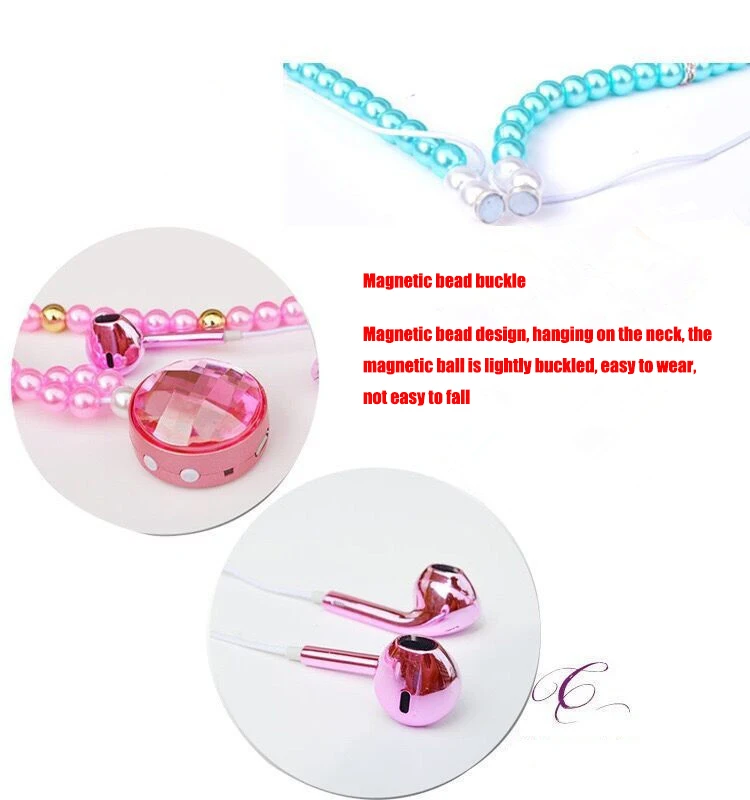 Bluetooth вкладыши Rarphones беспроводные жемчужные наушники розовое ожерелье со