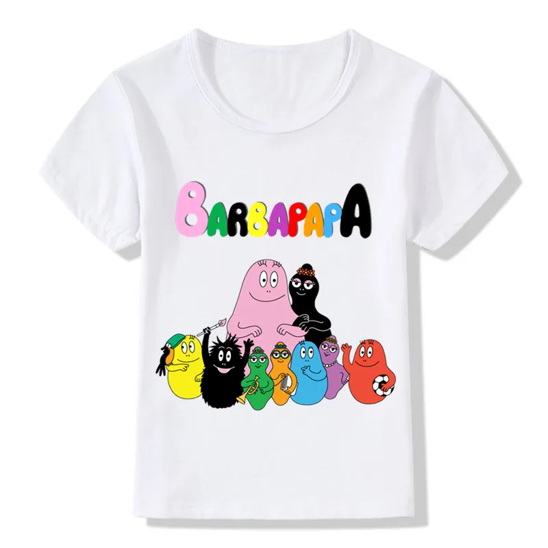 

Boys and Girls Cute Barbapapa Cartoon Print Funny T shirt Enfant Summer Short Sleeve White T-shirt Kids Casual Clothes,ooo5162