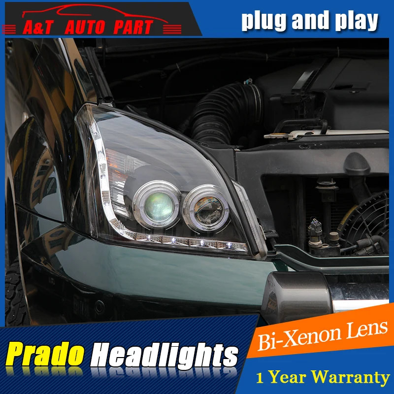 Автостайлинг фары для toyota PRADO 2003-2009 светодиодный ная передняя фара Angel eye DRL