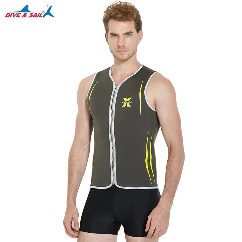 

DIVE&SAIL Men Scuba Diving Vest Sleeveless Jacket Tops High Elastic 3mm Neoprene Inside Keep Warm Wetsuit Swimwear Swimsuit