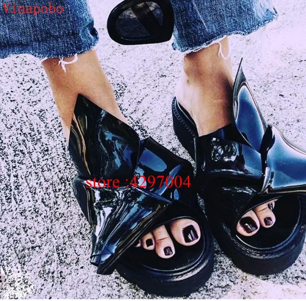 Желтые босоножки с бантом летние пляжные Босоножки на платформе и не сужающемся