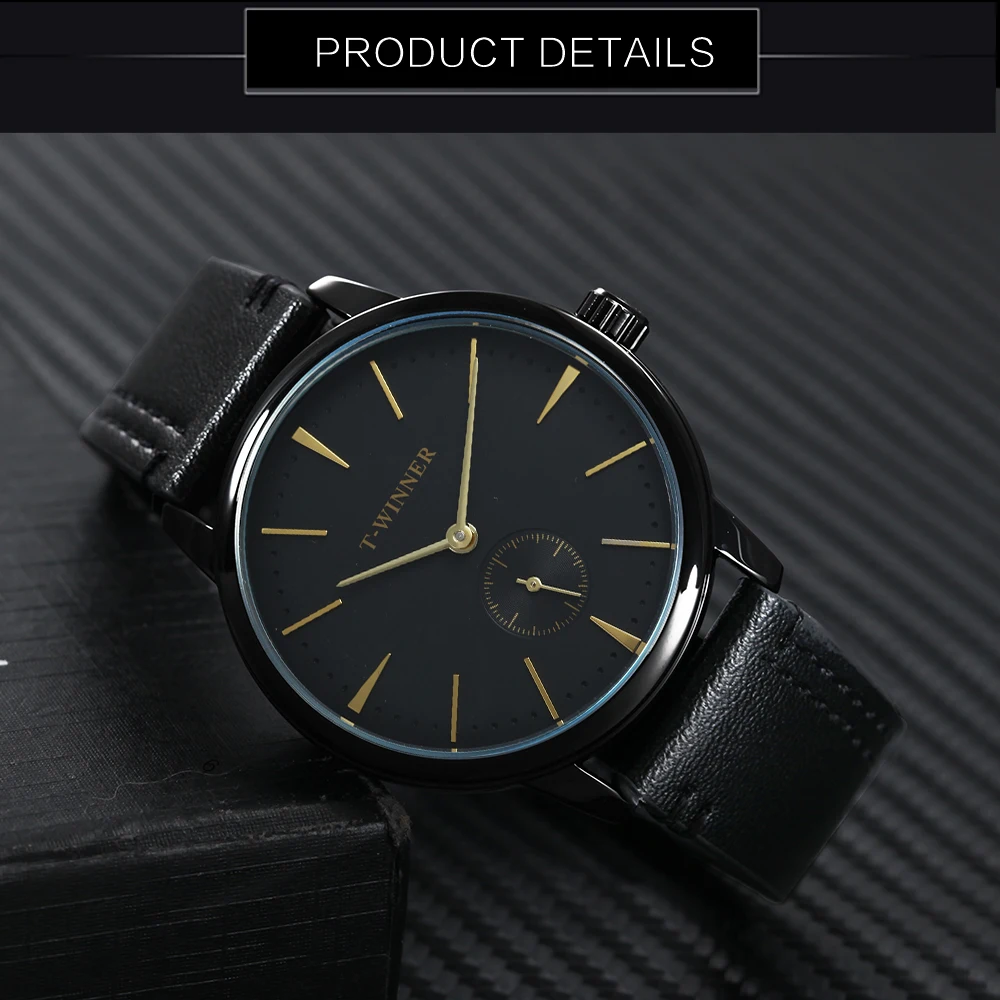 WINNER официальный бренд класса люкс Модные Бизнес золотые часы мужские из