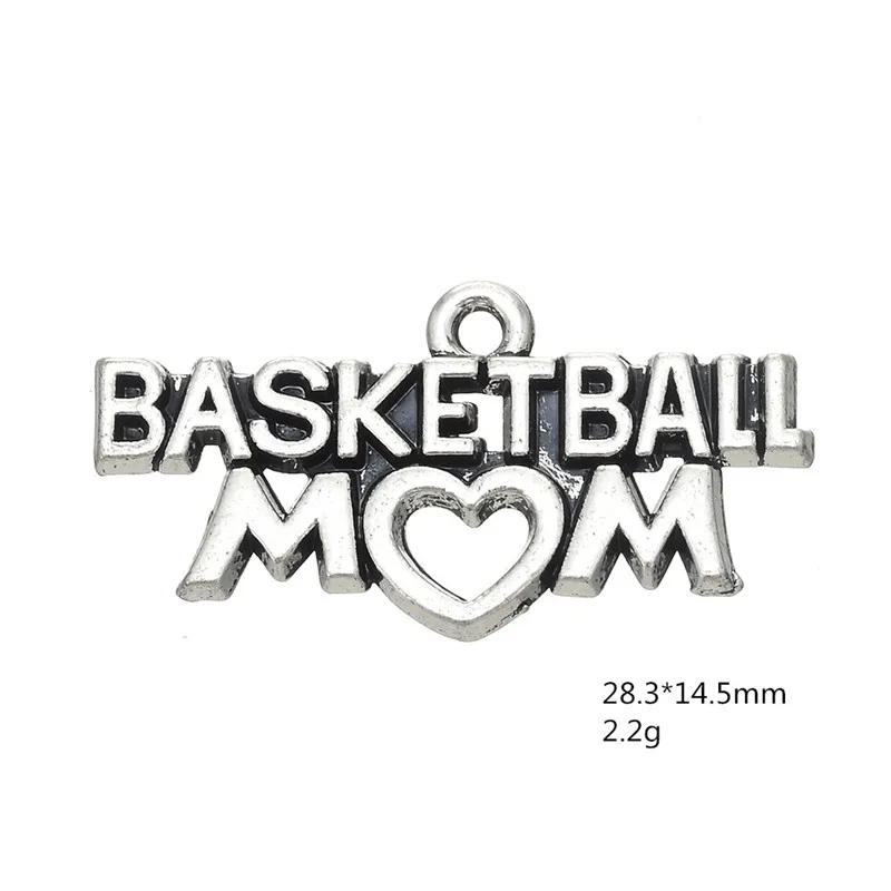 Teamer 10 шт./лот античный серебряный цвет баскетбол мама Спорт Письмо ювелирные
