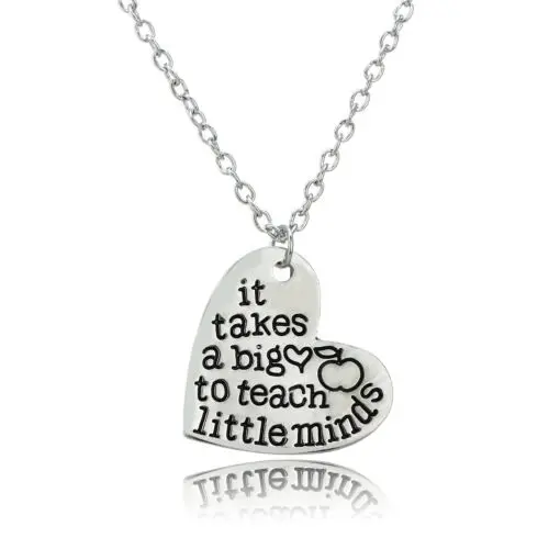 Necklace It Takes A Персонализированные подарки для учителей спасибо детские подарки брелок цепочка для ключей в виде яблока брелок для ключей в форме сердца кулон - Цвет: Necklace It Takes A