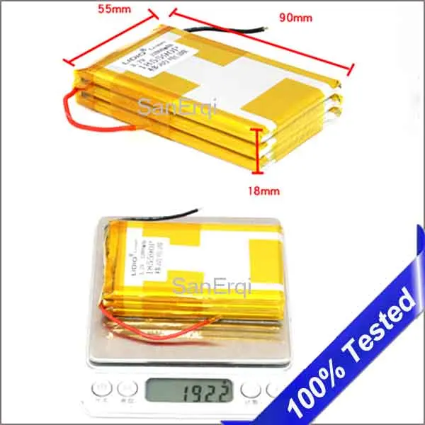 

18X55X90MM 3.7v lithium polymer battery 185590 185590P batteries for POWER BANK Toys Lighter robot 12000mah Battery