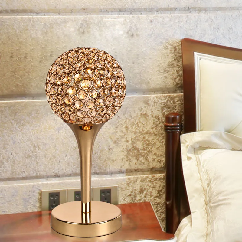 Современная хрустальная прикроватная тумбочка для спальни светло золотой