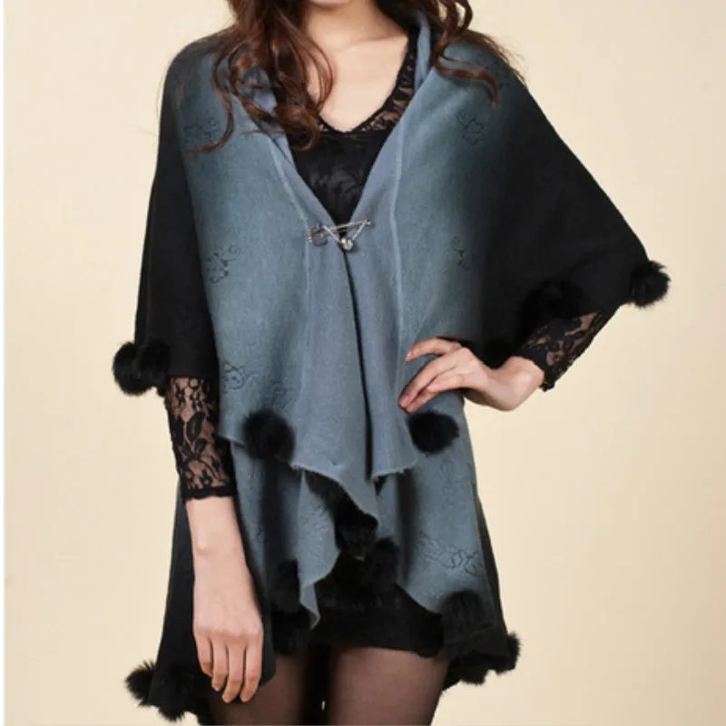 Новинка 2017 года Зима Для женщин негабаритных кашемира Трикотажное пончо Накидки