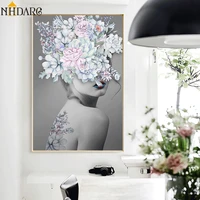 creative flower girl style decoration posters and prints canvas art paintings wall pictures for living room home decor