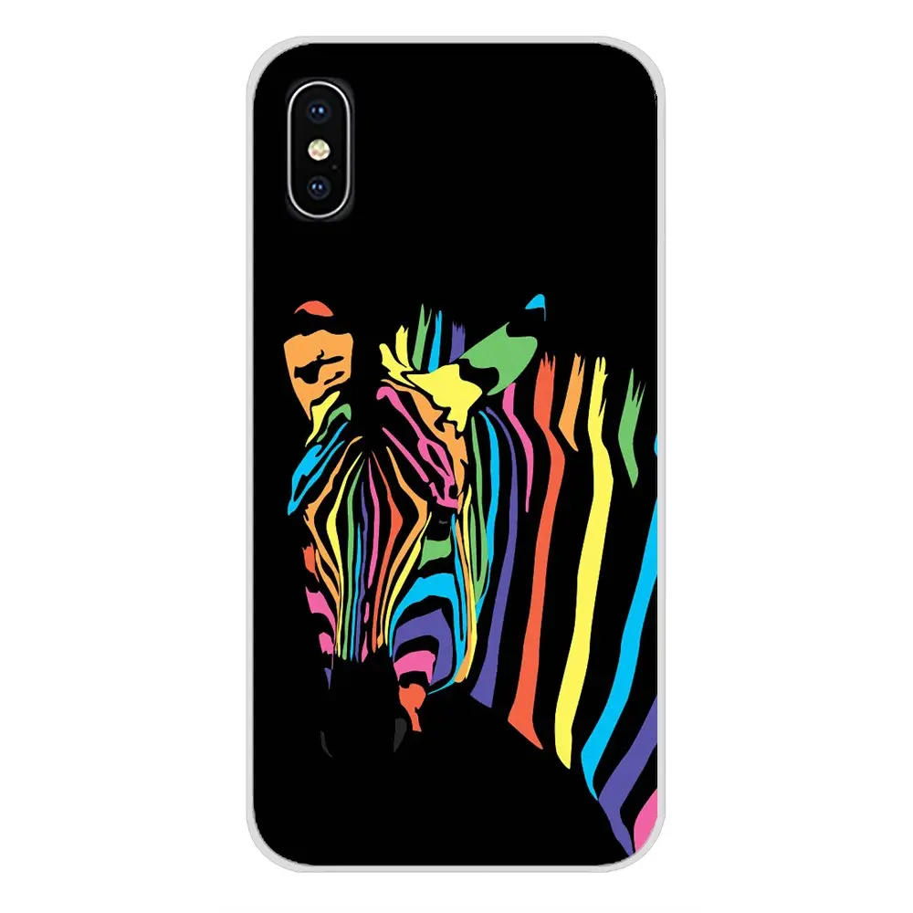 Чехлы для мобильного телефона с радужной зеброй единорогом Apple iPhone X XR XS MAX 4 4S 5 5S 5C