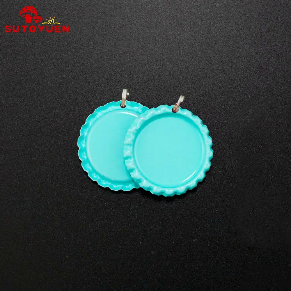 aqua green SUTOYUEN 160 шт " Цветные фланцевые крышки для бутылок с разделенным кольцом отверстие для поделок аксессуары ювелирные изделия подвески смешанные 16 цветов - Окраска металла: aqua green