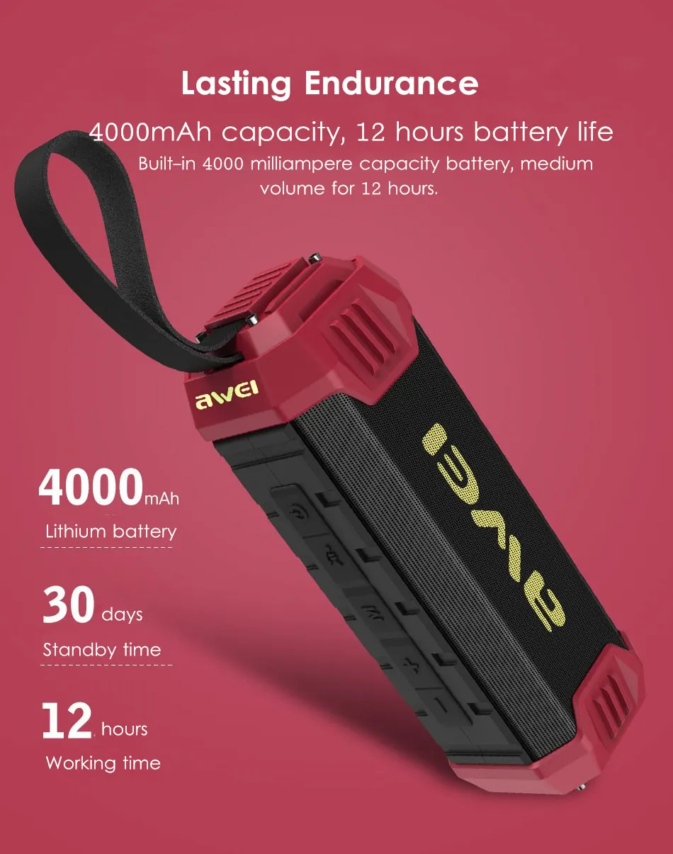 Awei Y280 4000 мАч Внешний аккумулятор NFC Беспроводной Bluetooth 4,2 динамик бас fm-радио водонепроницаемый открытый динамик без рук
