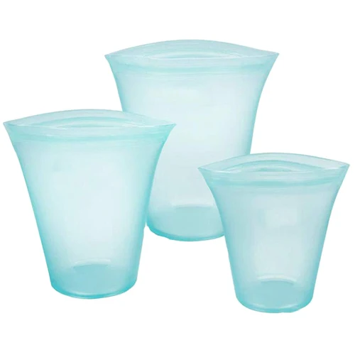 Blue Cups Новые Домашние силиконовые герметичные пакеты для хранения на молнии, кухонные герметичные пакеты для хранения продуктов, контейнер-холодильник, свежая сумка для приготовления салата - Цвет: Blue Cups