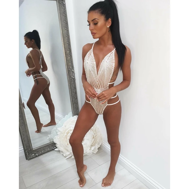 Сексуальный женский летний комбинезон без рукавов с блестками на бретельках